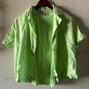MELON GREEN A NEW DAY boxy button up and tank top set